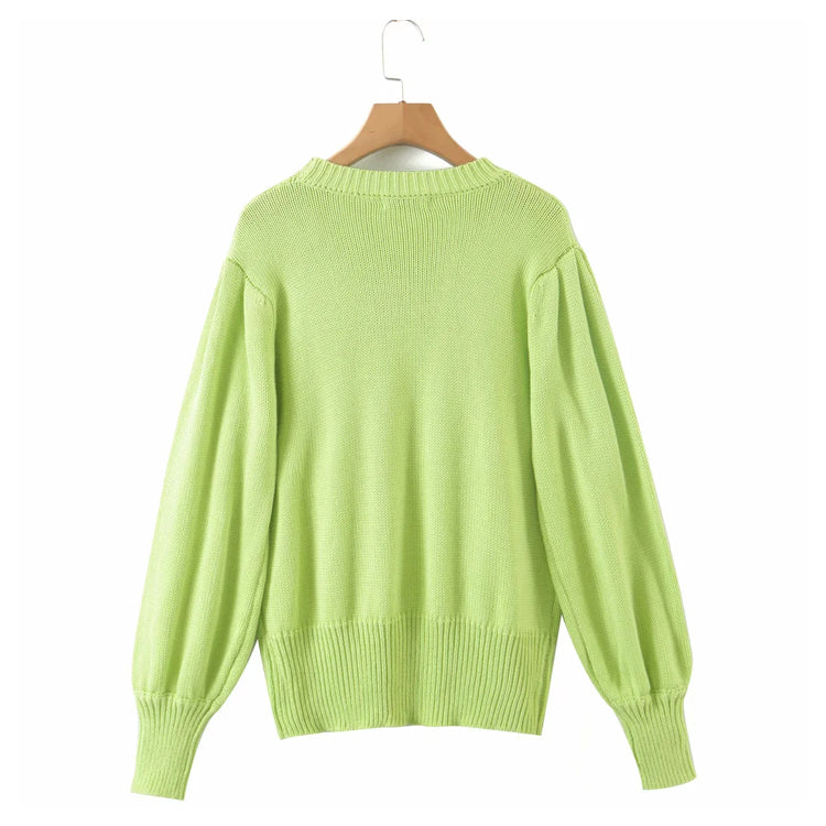 Dreidimensionaler Sonnenblumen-Pullover locker gestrickter Pullover 7299