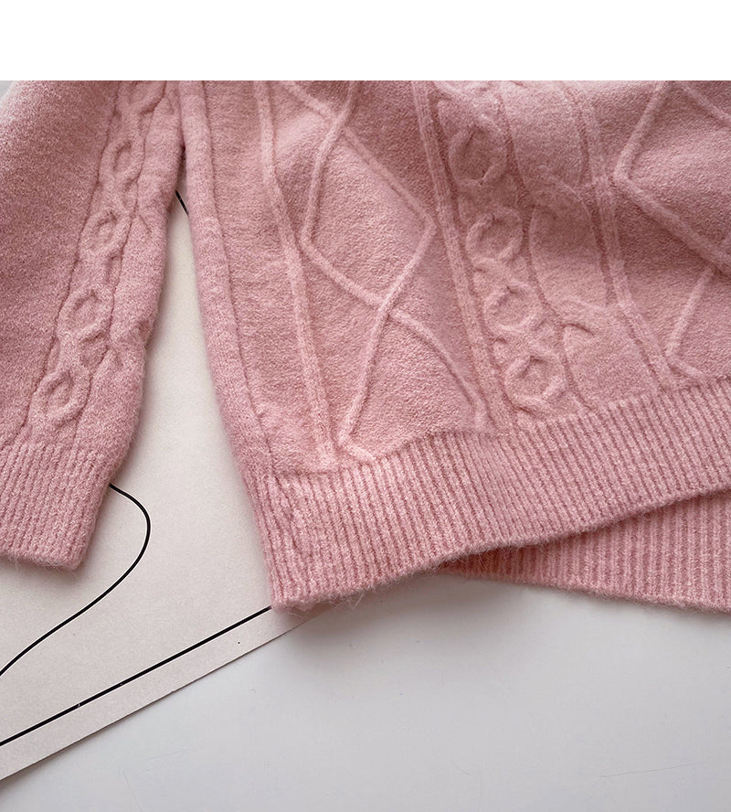Korean lace edge round neck long sleeve design top  5985