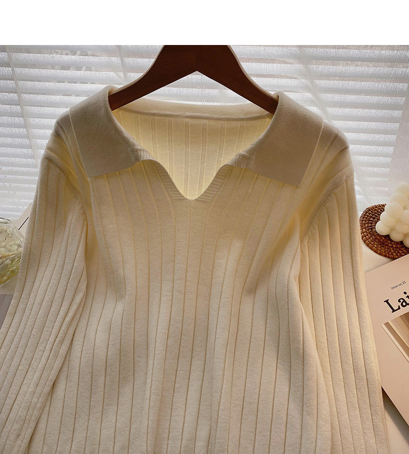Reversfaden-Pullover Pullover Langarm-Top 6570