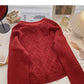 Round neck Vintage bow sweater coat  6195