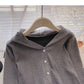 Design sense sweater coat casual hooded long sleeved top  6594