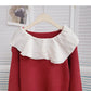 Color contrast doll neck long sleeve Pullover Sweater  6194