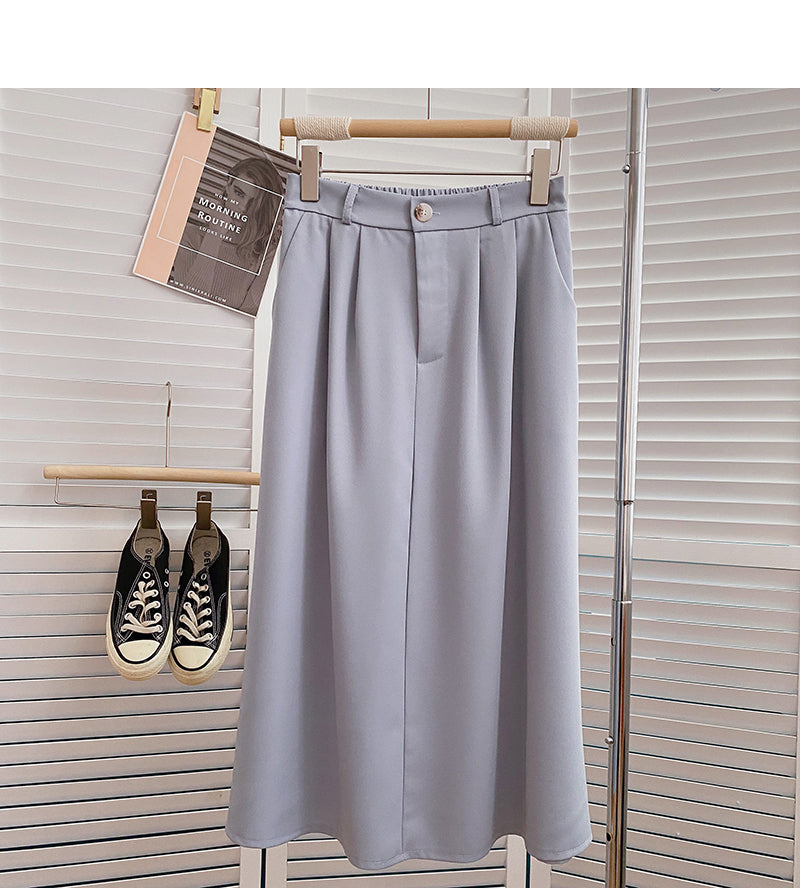 Solid color versatile high waist skirt  5825