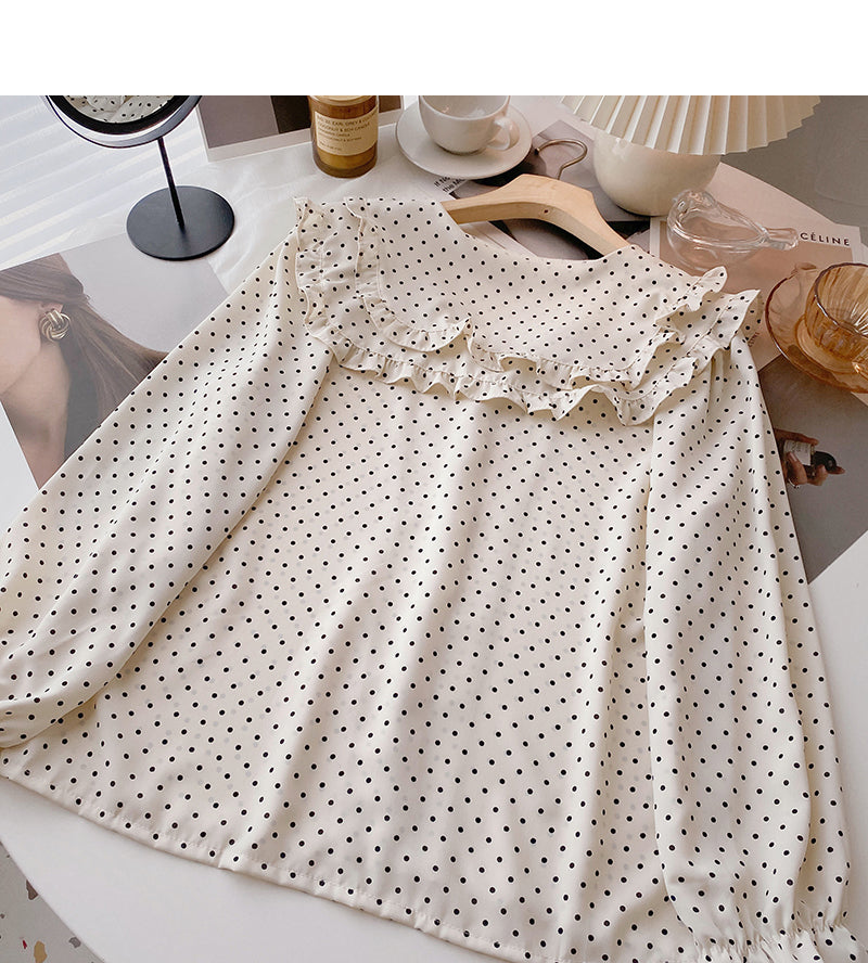 Baby collar lace design aging shirt  6407