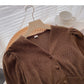 Pleated Vintage V-neck shirt shows thin Hong Kong flavor  6401