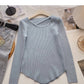 Design sense crew neck T-shirt solid color versatile long sleeve bottoming shirt  6693