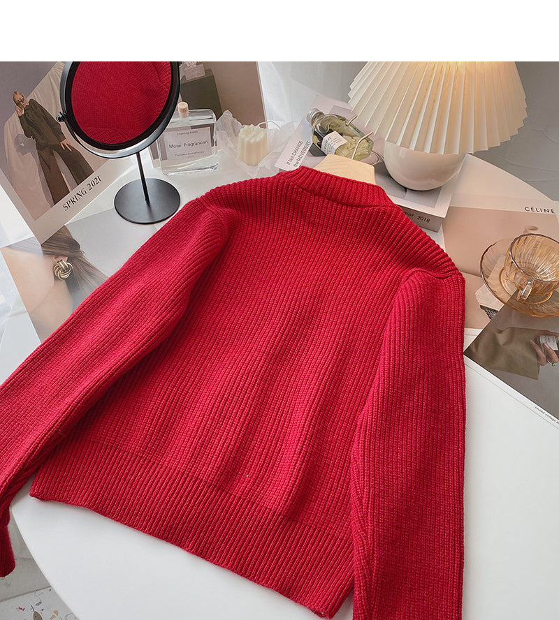 V-Neck Sweater Cardigan women's Korean bow button design top  6176