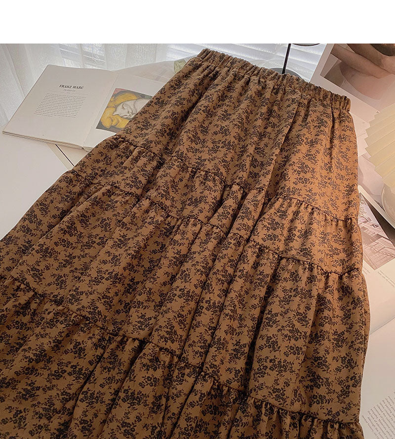 Elastischer Rock in A-Linie mit hoher Taille im Vintage-Stil 5773