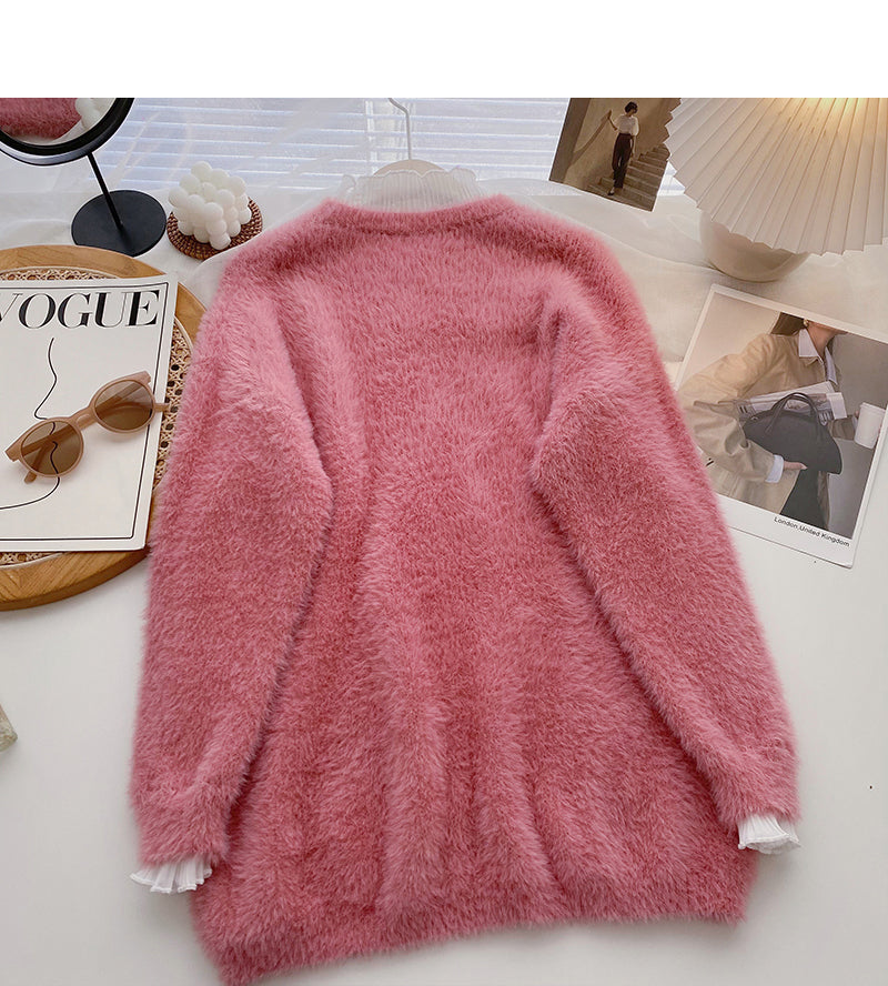 Imitation mink sweater design feeling lazy top  6167