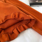 Corduroy Ruffle square collar collarbone short shirt  6246