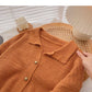 Casual Vintage Lapel long sleeve loose knit top  5872