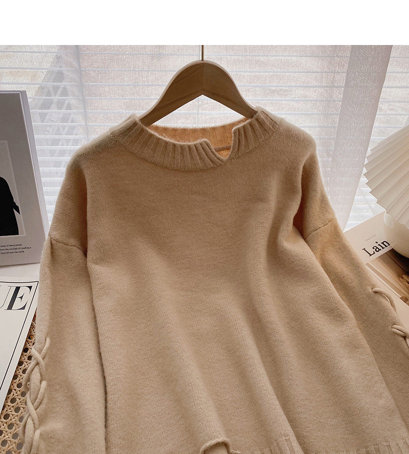 Neues koreanisches Design Kordelzug Slim Pullover Top 5974