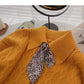 Design sense Vintage Lace up silk scarf loose top  5889