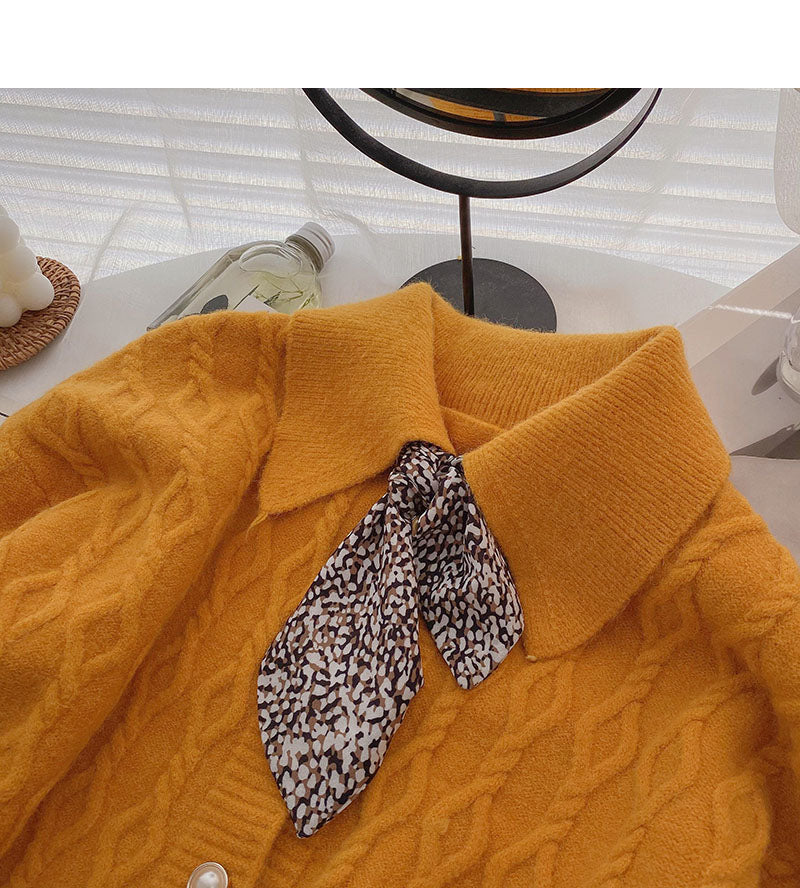 Design sense Vintage Lace up silk scarf loose top  5889
