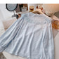 Baby collar lace edge solid color shirt slim long sleeve top  6385