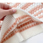 Rundhalspullover Cardigan Damen Streifen Kontrast Langarm 6068