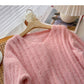 Korean loose V-neck Mohair top  5934