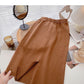 Leisure port style solid high waist button split A-line skirt  5804