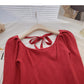 Large round neck leaky clavicle sweater bandage long sleeve top  6611
