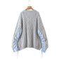 Design Spleißärmel Rundhalspullover mittellanger Pullover 7477