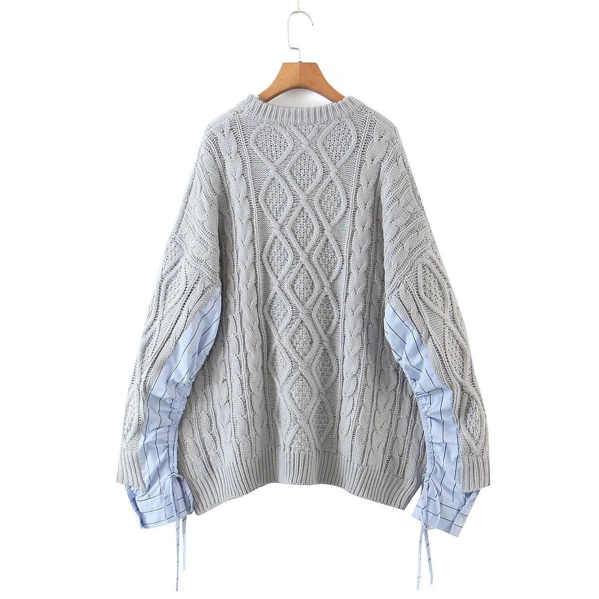 Design Spleißärmel Rundhalspullover mittellanger Pullover 7477