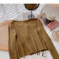 Knitted cardigan women's lazy style solid color versatile long sleeve top  6684