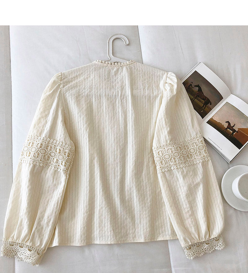 Heavy duty hook design loose French Long Sleeve Shirt  6254
