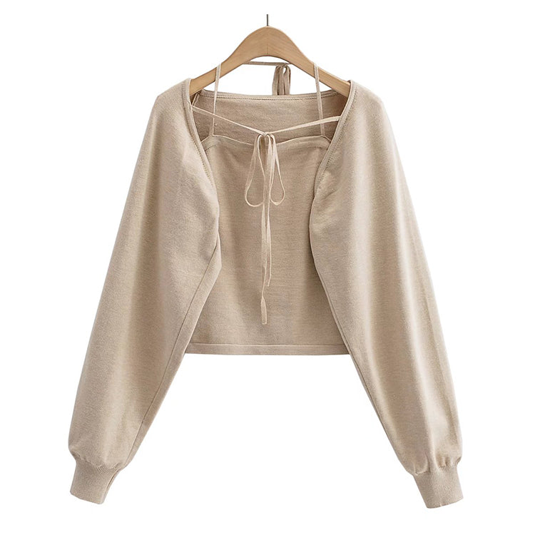 New built-in suspender blouse lazy cardigan top  7459