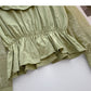 Chemise à lacets, col rond et volants, taille fine 6434