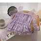 Gauze floral long sleeve square neck slim short blouse  6261