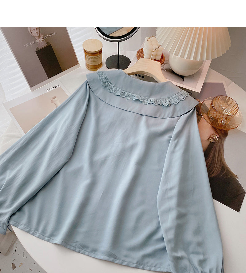 Doll collar shirt Female Minority design sense  6392