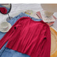 Temperament V-neck short long sleeve versatile top  6464