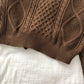 Bandage short V-neck twist long sleeve sweater 5832