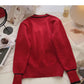 Bow V-neck Vintage sweater cardigan long sleeve top  6199