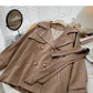 Suit collar windbreaker coat Long Sleeve loose top with belt  6218