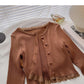 Small retro short top slim knit cardigan  6511