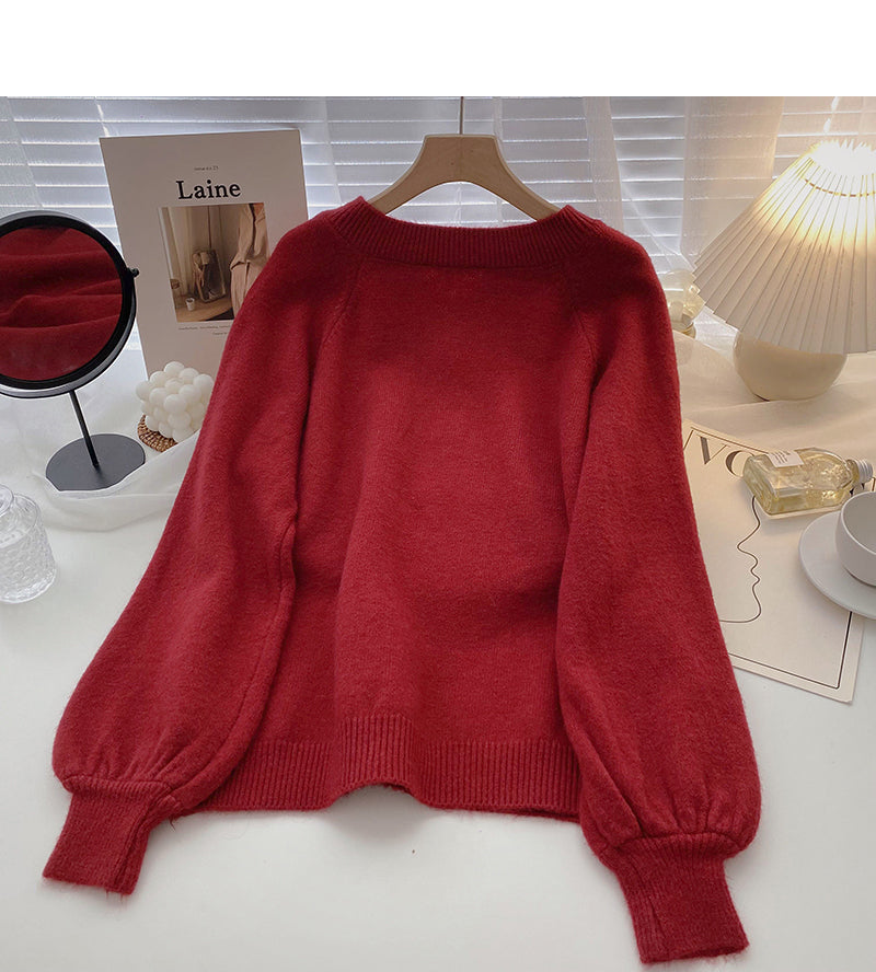 Lazy port style casual loose Pullover Top  5919