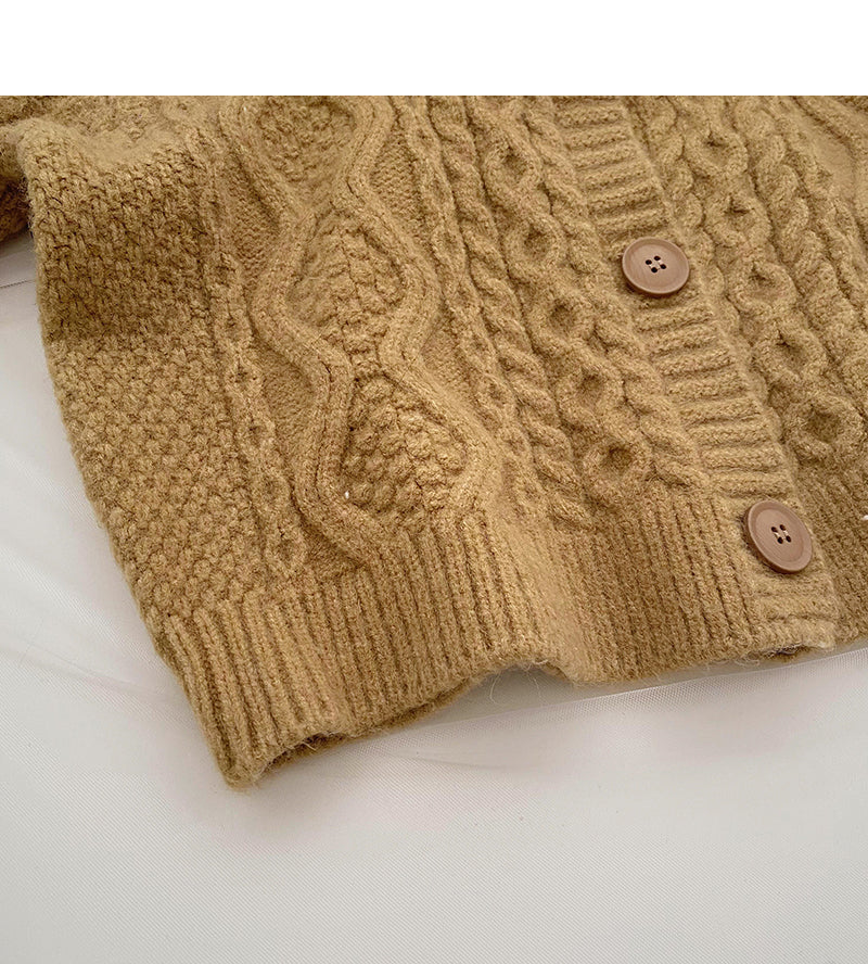 Single breasted round neck retro twist sweater female  6037