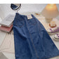 Small retro chain decorative high waist split A-line skirt  5722