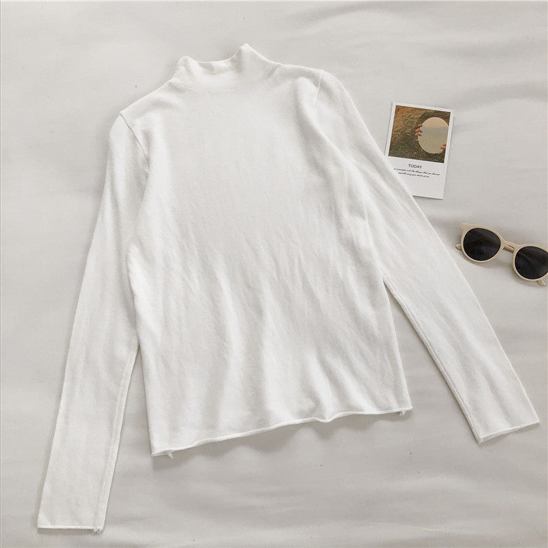 Stehkragen-Pullover Damen Solid Slim Langarm Pullover Top 6454