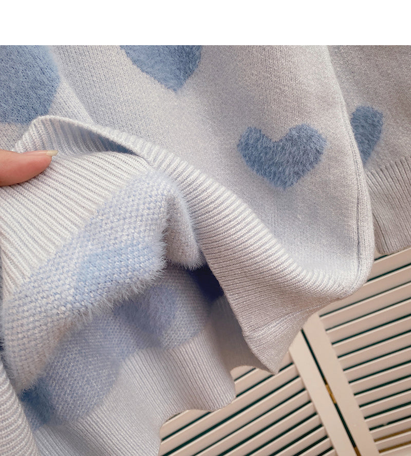 Pull jacquard Lazy Wind Love à manches longues et fines, marée 6172