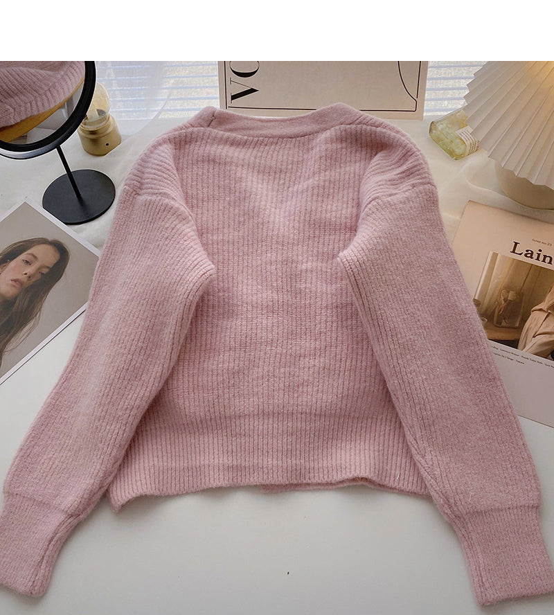Haut vintage à manches longues et simple boutonnage avec perles 6098