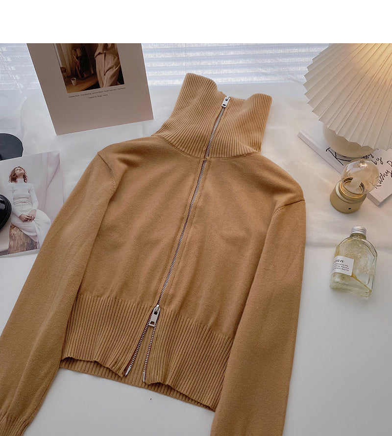 Korean fashion short Lantern Sleeve zipper top  6647