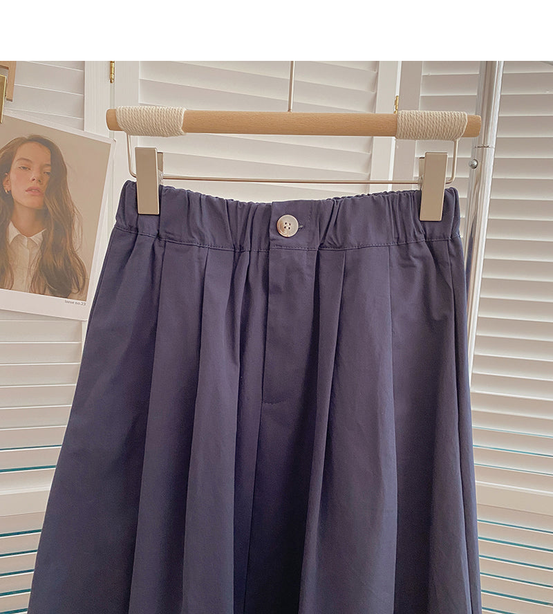 Hong Kong style high waist medium length A-shaped umbrella skirt  5830