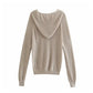 Versatile loose casual hooded Pullover Crew Neck Long Sleeve Sweater  7282