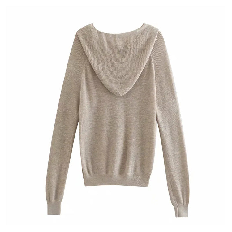 Versatile loose casual hooded Pullover Crew Neck Long Sleeve Sweater  7282