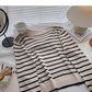 Langarm-Revers-Pullover mit lockeren Streifen 6452