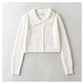 Vintage high waist navel top cardigan sweater  7431