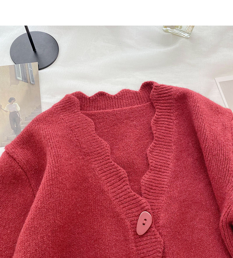 Lazy sweater personality single breasted long sleeved top  6117