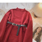 Korean style Hong Kong style retro long sleeve skirt top with belt  5971